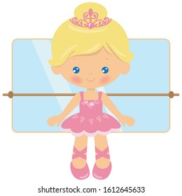 Cute blonde ballerina vector cartoon illustration