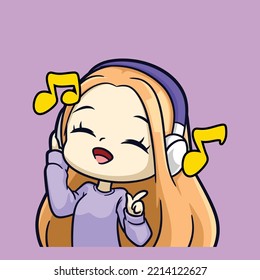 Cute Blonde Chibi Girl Happy Cartote Emotes