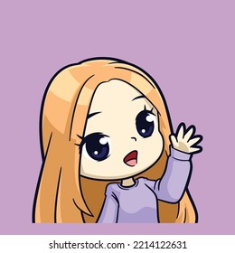 Cute Blonde Chibi Girl Happy Cartote Emotes