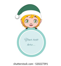 Cute blonde elf holding a circular frame