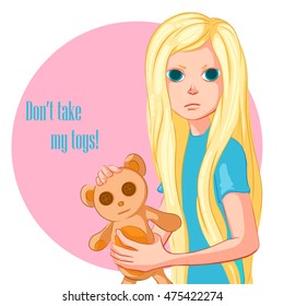 Cute blonde girl, cartoon character