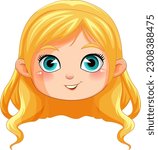 Cute blonde girl cartoon head illustration
