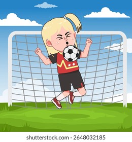 Personagem Loira Bonito Jogando Futebol Bola Control