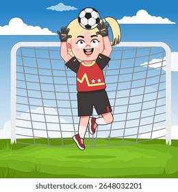 Personagem Loira Bonito Jogando Futebol Catch Ball