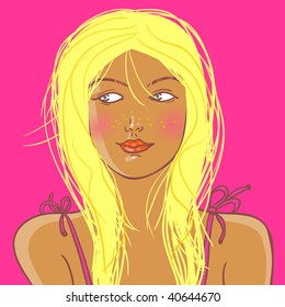 Chica rubia guapa en vector