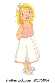Cute Blonde Girl Vector Illustration