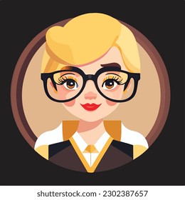 cute blonde with glasses mascot
