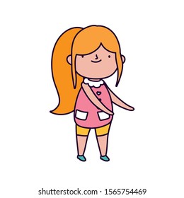 cute blonde little girl with ponytail on white background vector illustration