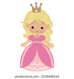 Bonito loira princesa menina vetor desenho animado ilustração