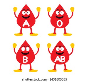 Vektor Stok Cute Bloody Cartoon Blood Group Blood (Tanpa Royalti