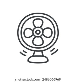 Cute blower icon. Hand drawn monochrome illustration of an electric fan isolated on a white background. Vector 10 EPS.