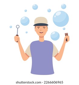 Cute blowing bubbles icon cartoon vector. Child bubble. Game fun