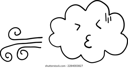 Cute blies Cloud Cartoon Emotionen Ausdruck Umriss Symbol. Vektorgrafik