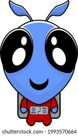 cute blue alien mascot vector cartoon character.