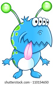 Cute Blue Alien Monster Vector