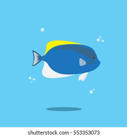 Cute blue angel fish vector illustration