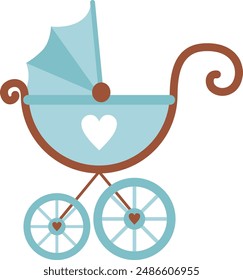 Cute blue baby boy carriage
