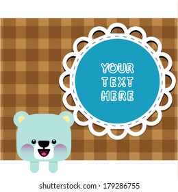 Cute blue bear card with frame for text 