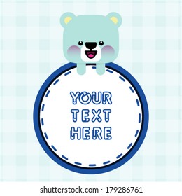 Cute blue bear card with frame for text 