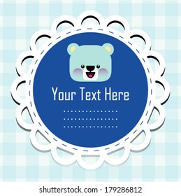 Cute blue bear card with frame for text 