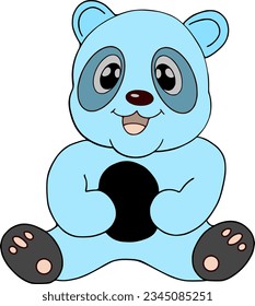 Cute Blue Bear Cartoon Illustration suitable for design resources