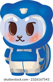
Cute blue bear in spacesuit