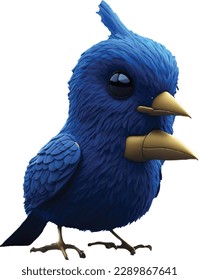 Cute blue bird 3D Vector