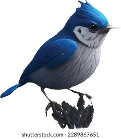 Cute blue bird 3D Vector