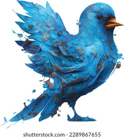 Cute blue bird 3D Vector