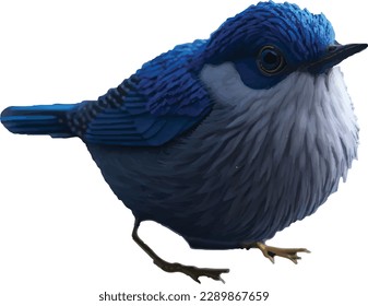 Cute blue bird 3D Vector