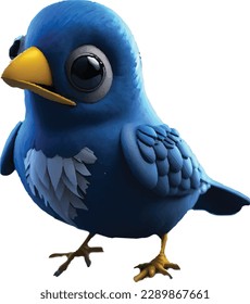 Cute blue bird 3D Vector
