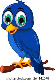 cute blue bird cartoon