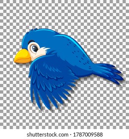 Cute blue bird cartoon character illustration