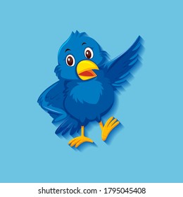 Cute Blue Bird Cartoon Character Illustration Stock Vector (Royalty ...