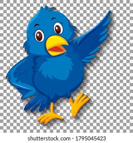 Cute blue bird cartoon character illustration