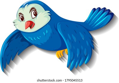 Cute blue bird cartoon character illustration