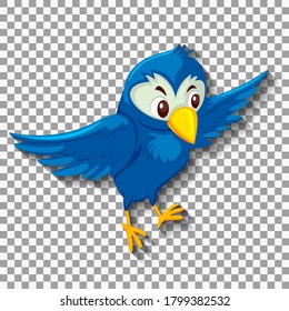 Cute blue bird cartoon character illustration