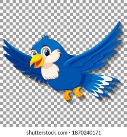 Cute blue bird cartoon character illustration