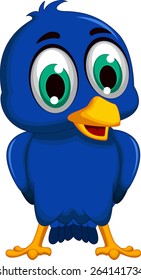 cute blue bird cartoon posing
