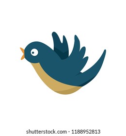Cute blue bird cartoon. Vector illustration
