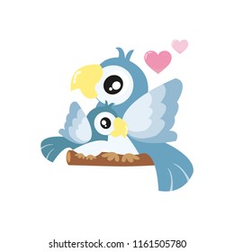 Cute blue bird in different poses.Vector illustration 