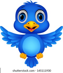 Cute blue bird flying