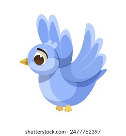 Cute blue bird illustration on a white background. Vector illustration