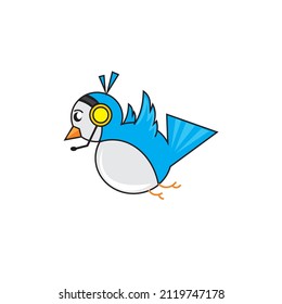 cute blue bird logo with headset