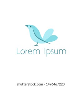 cute blue bird logo template for company or web