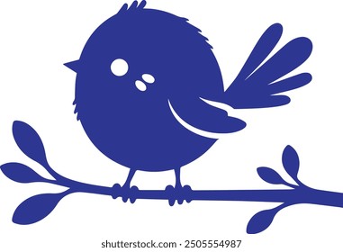 A cute blue Bird on a tree branch vector illustration