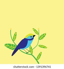 Cute blue bird on twig  vector