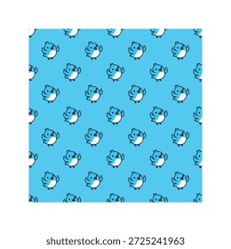 Cute blue bird seamless pattern vector flat animal fly background