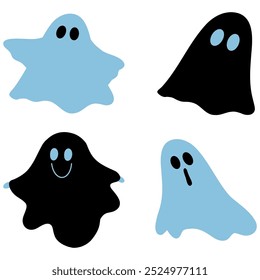 Fantasmas azules y negros lindos, sistema del Vector