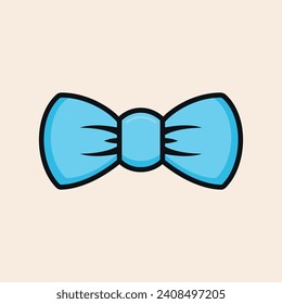 Cute blue bow tie with reflexes iconic vector line art